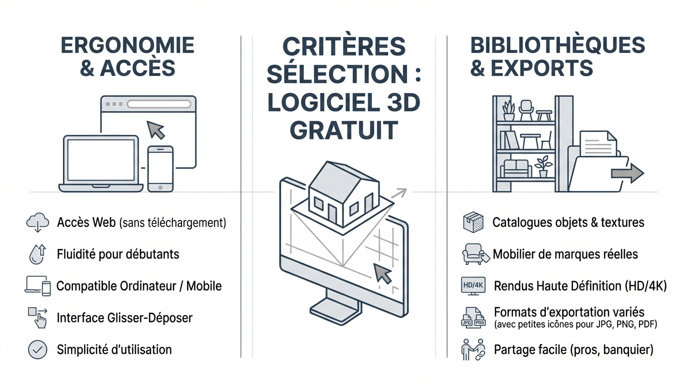 Analyse des critères de sélection pour un logiciel de plan 3D gratuit en immobilier