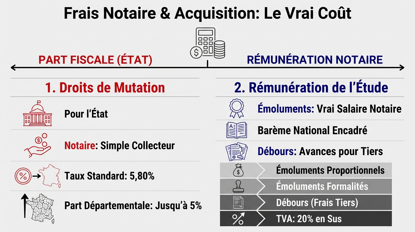 Analyse financière des frais de notaire et taxes d'acquisition immobilière