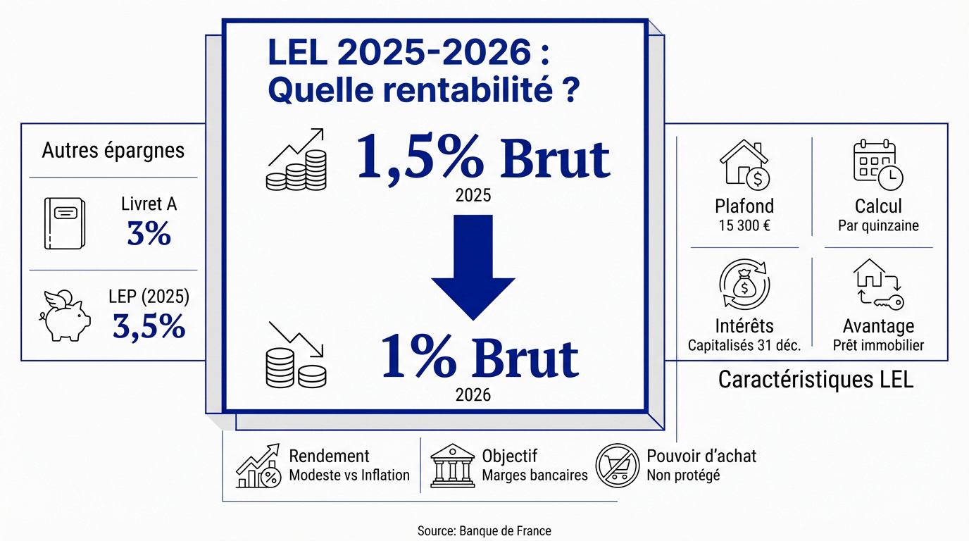 Analyse de la rentabilité et des taux du Livret Épargne Logement pour 2025 et 2026