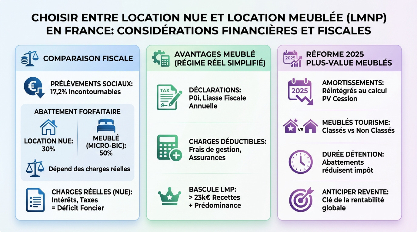 Comparaison fiscale entre location nue et meublée LMNP en France