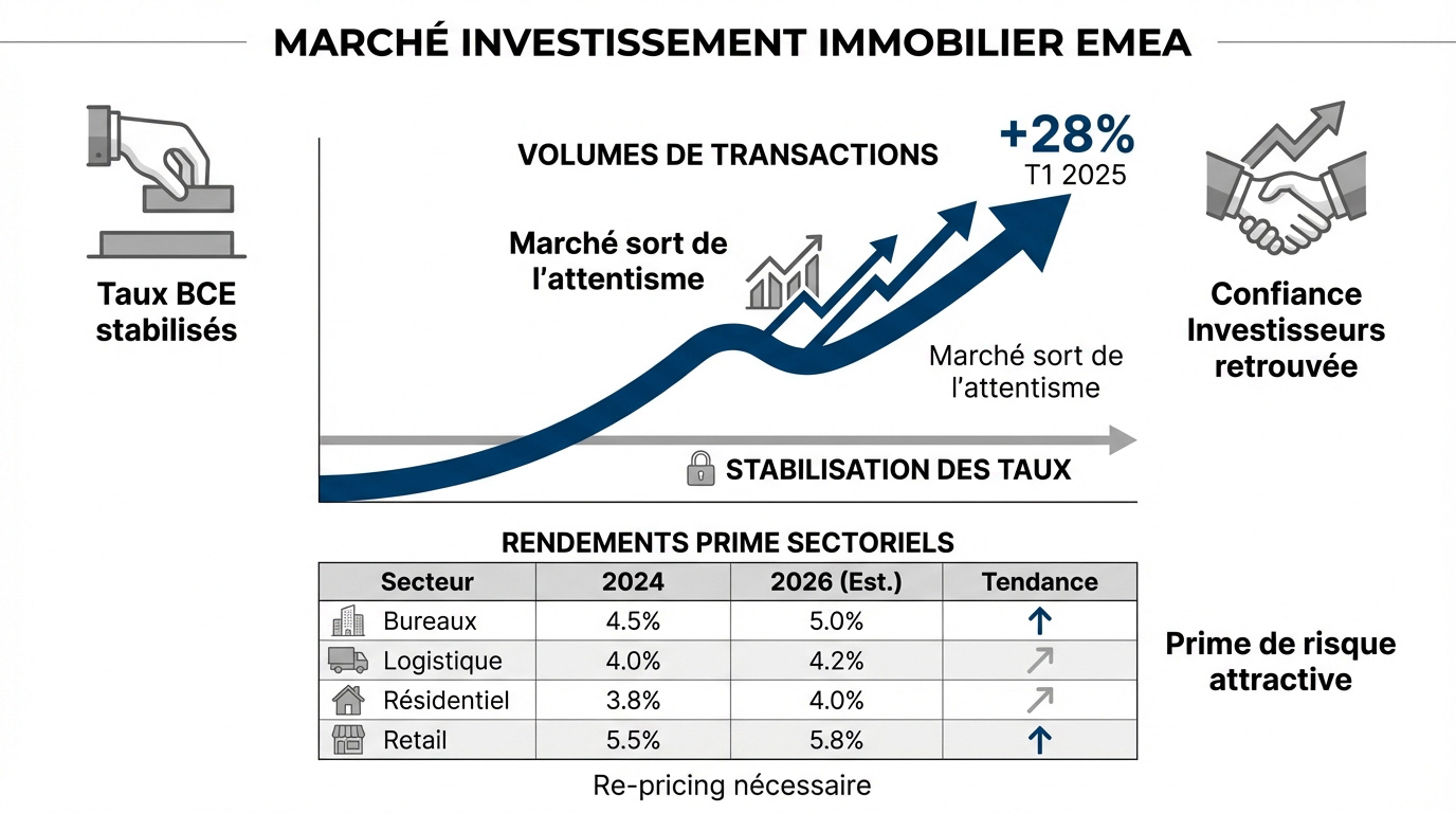 Volumes d'investissement immobilier en zone EMEA