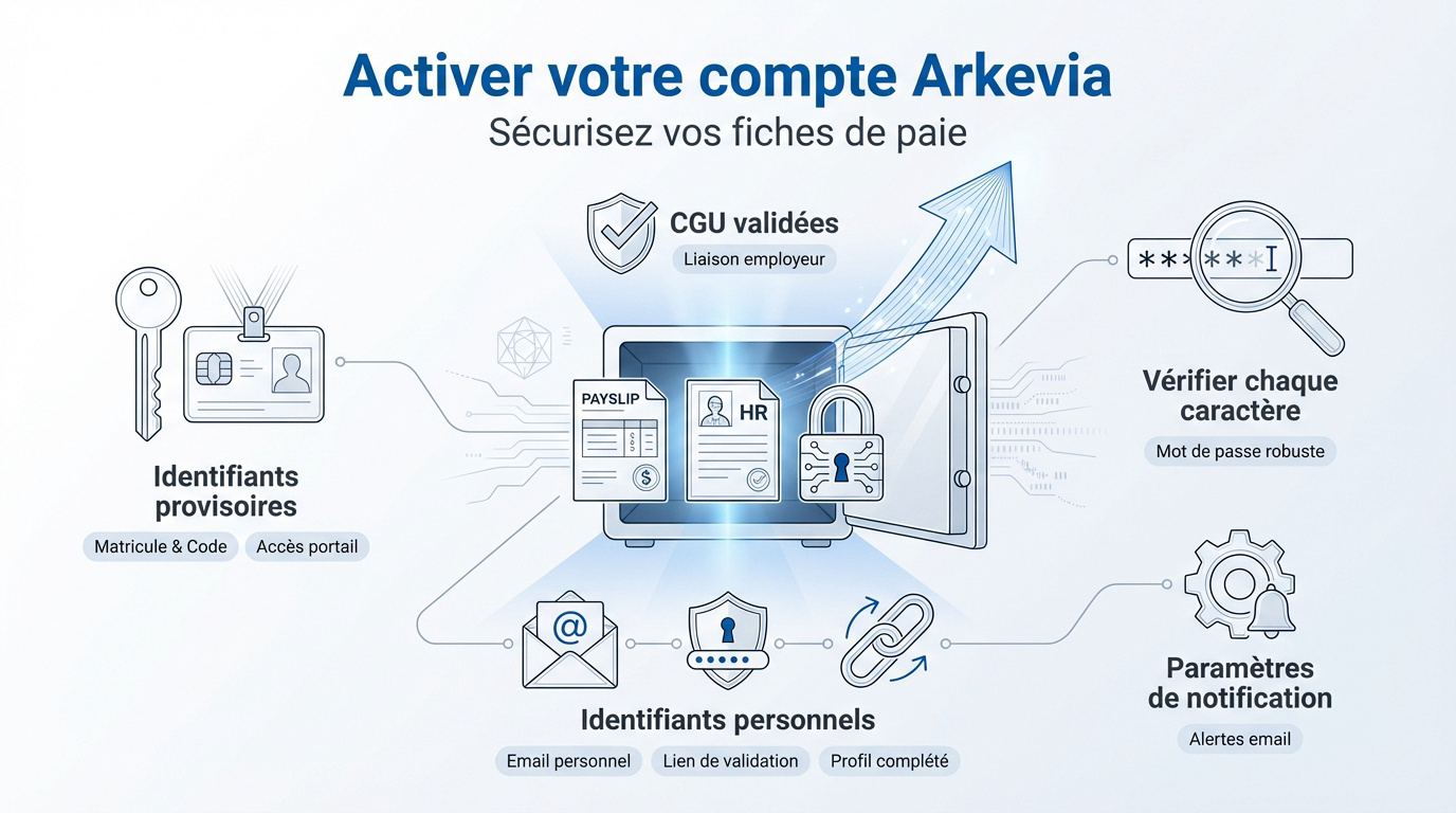 Interface de connexion sécurisée Arkevia pour consulter ses fiches de paie