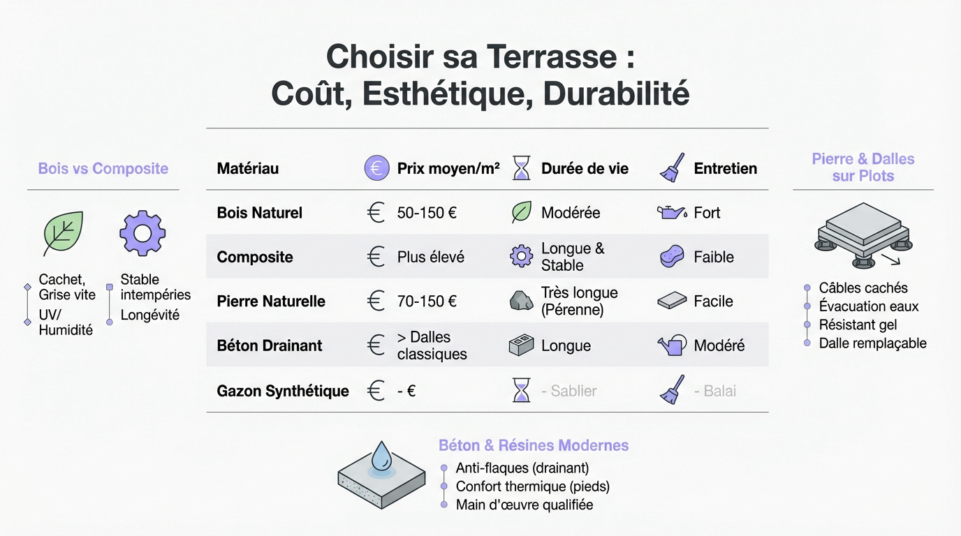 Comparatif technique des matériaux de terrasse