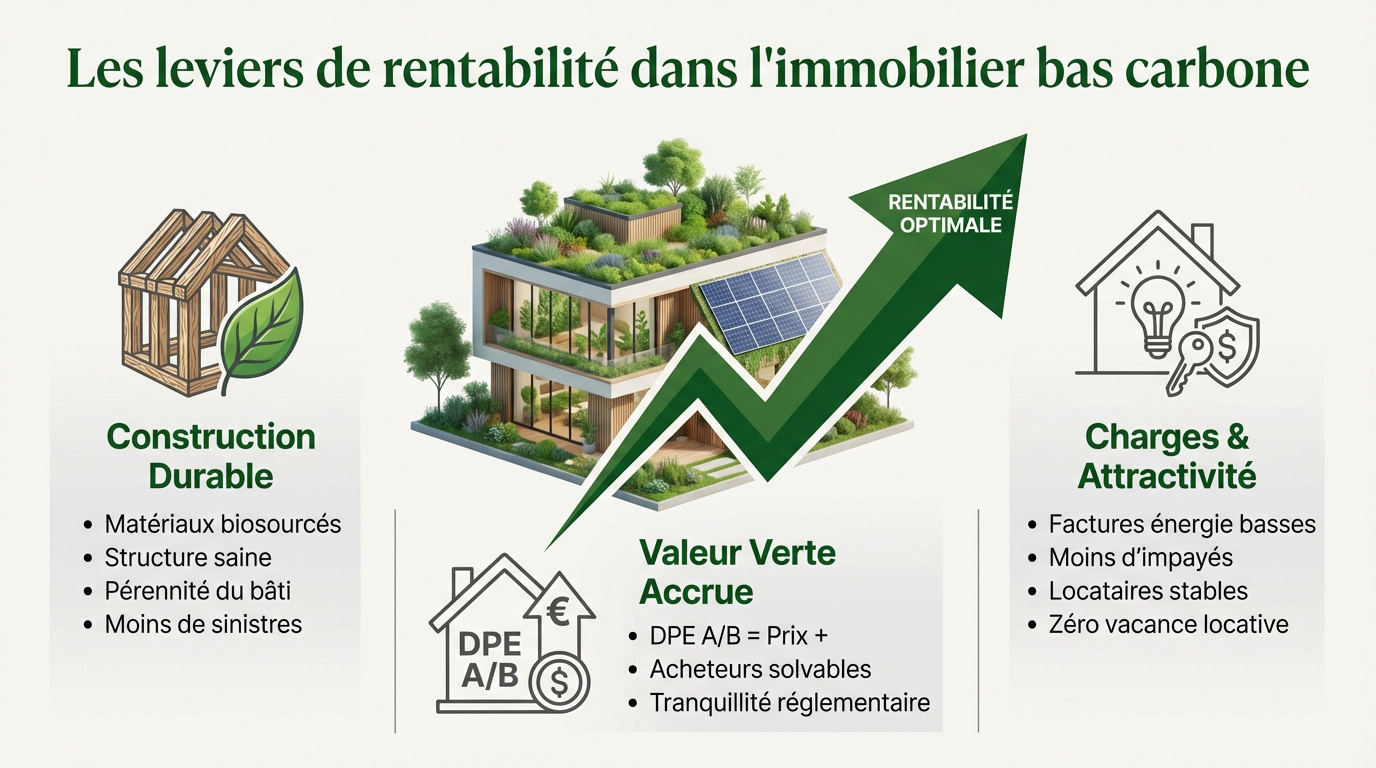 Immeuble moderne à haute performance énergétique utilisant des matériaux biosourcés pour une rentabilité durable